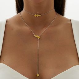 Серебряное колье - галстук с жёлтыми фианитами "Энергия"