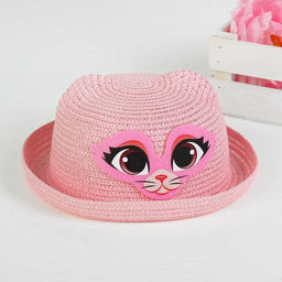 Панама детская «Киса», розовая, р-р 50 - 52, 2-5 лет