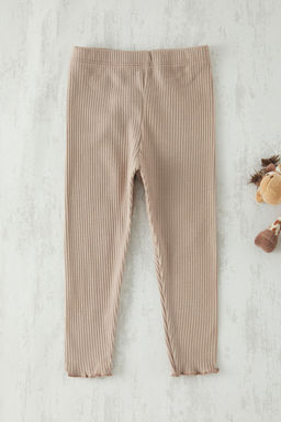 Ekru K?z Bebek Pamuklu Basic Fitilli Uzun Yazl?k Orme Tayt TKDSS25TA00019 - Trendyolmilla фото 3