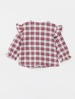 Bisiklet Yaka Uzun Kollu Ekose Desenli K?z Bebek Bluz - Waikiki фото 2