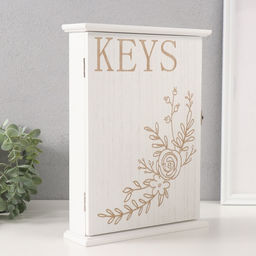 Ключница настенная «Веточка цветочная», дерево, 6 крючков, состаренный белый, 6×22×30 см