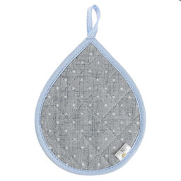 Кухонный комплект Горошек на льне: прихватка 18х16см форма Капелька - 2шт, рогожка 171г/м2, хлопок 100%, наполнитель - ватин 280г/м2, на пластмассовом подвесе, Домашняя мода (Россия)  фото 2