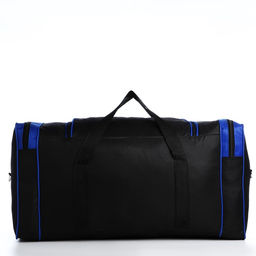 Сумка дорожная, 3 отдела на молниях, наружный карман, длинный ремень, цвет чёрный/синий - Simaland фото 5