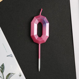 Свеча в торт 0, в пакете, цифра