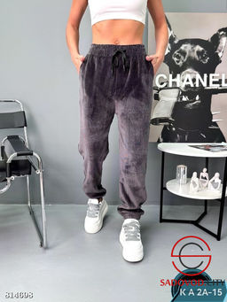 Женские штаны из велюра с мехом на резинке - Bruno фото 2