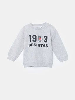 Bisiklet Yaka Be?ikta? Bask?l? Erkek Bebek Sweatshirt ve E?ofman Alt 2li Tak?m