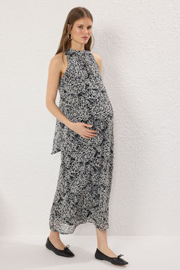 TRENDYOLMILLA Siyah Soyut Desenli Maxi Dokuma Elbise TWOSS25EL00408  фото 10