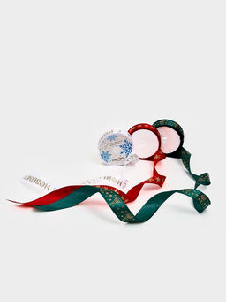 Набор атласных лент, 3 шт, С Новым годом, 2 см ? 5 м, тиснение