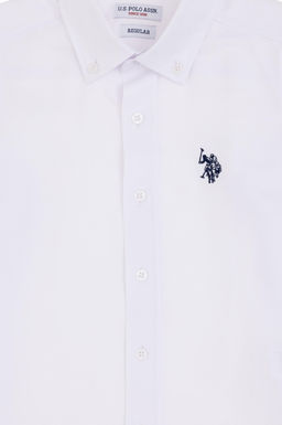 Белая базовая рубашка с длинным рукавом для мальчика - U.s. polo assn фото 4