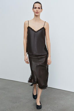 100% LEATHER LACE TOP ZW COLLECTION LIMITED EDITION