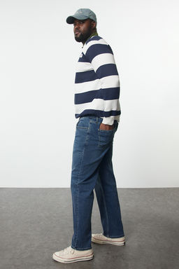 Erkek Indigo Regular Fit Buyuk Beden Denim Kot Jeans TMNAW25CJ00000