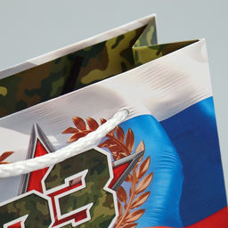 Цена за 3 шт. Пакет подарочный ламинированный, упаковка, «С 23 февраля», S 15×12×5.5 см