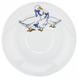 Блюдце чайное фарфоровое "Гуси новые" д140мм, h23мм, форма "Унифицированный" (Россия)