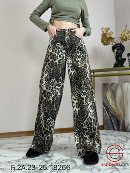 Джинсы Палаццо леопард