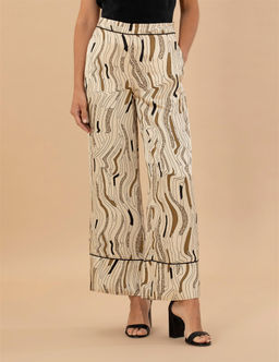 Krem Desenli Saten Pantolon - Pierre cardin фото 2