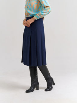 Расклешенная юбка со складками из костюмной ткани с добавлением шерсти