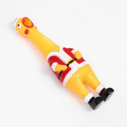 Игрушка пищащая Новогодняя курица для собак, 28 см, жёлтая - Пижон фото 2