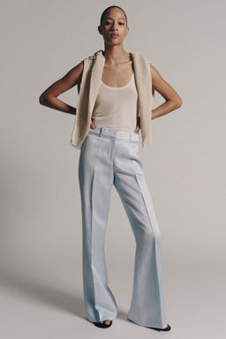 PANTAL?N FLARE CON LINO ZW COLLECTION / Azul claro - Zara фото 2