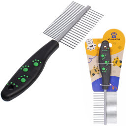 Цена за 4 шт. Расческа двухсторонняя для кошек и собак "Алиса", цвет чёрный, 18см (блистер)