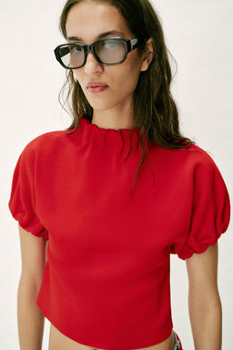 TOP PUNTO FRUNCES / Rojo - Zara фото 3