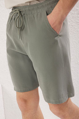 Erkek Haki %100 Modal Yazl_k _ort & Bermuda TMNSS25SR00009
