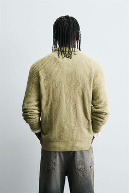 KNIT OPEN-WORK POLO SHIRT