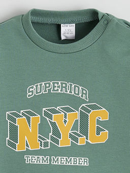 Bisiklet Yaka Bask?l? Erkek Bebek Sweatshirt