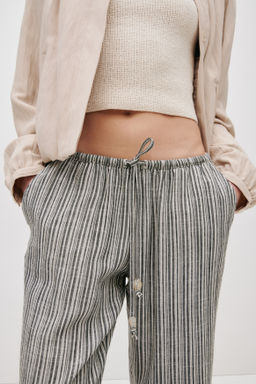 Pantal?n en mezcla de lino con cord?n de ajuste - H&m фото 12