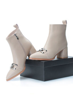 01-PCT167-3 BEIGE Ботинки демисезонные женские (натуральная кожа, байка)