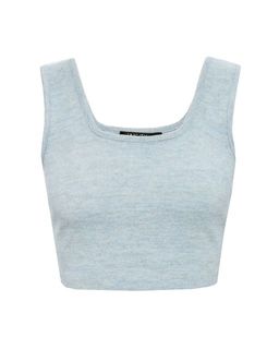 Укороченный трикотажный топ пастельного голубого оттенка - Incity фото 2