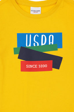 Футболка U.S. Polo Assn для мальчиков с круглым вырезом шафрановая из хлопка  фото 12