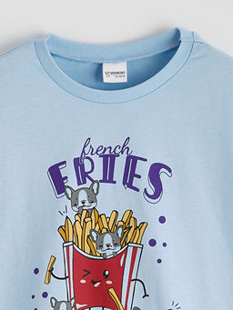 Bisiklet Yaka Bask?l? K?z ?ocuk Pijama Tak?m