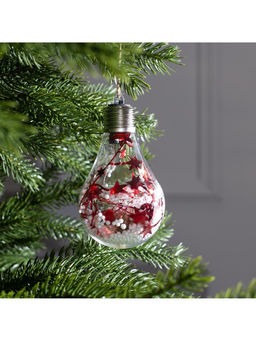 Ёлочный шар Шишки с красной мишурой, 5 LED, от батареек, свечение белое - Luazon lighting фото 9