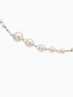 Бусы жемчужные, длинные, d=3.4, 5.6, 8.10, белые в серебре