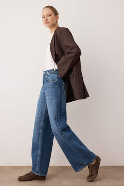 Mavi Dusuk Bel Cep Detayl? Wide Leg Genis Paca Jeans TWOAW26JE00173 - Trendyolmilla фото 2