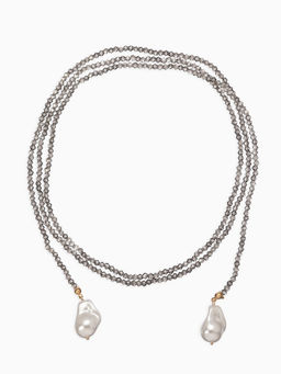 Бусы бисерные с подвесами жемчуг «Нить стекла», L=120 см, №2, серые