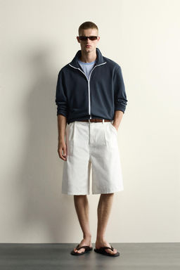 SUDADERA RELAXED FIT CREMALLERA CONTRASTE / Azul