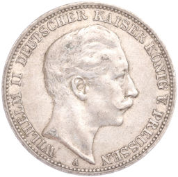 Монета 3 марки 1909 года А Германия (Пруссия)