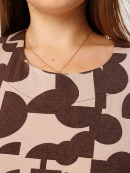 Платье женское П-201 (джерси набивная) Бежевые полусферы