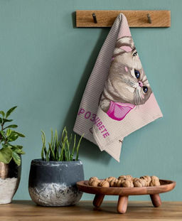 Комплект вафельных полотенец 48*60 см, 3 штуки (Розовый кот) - Ивановотекстиль фото 9