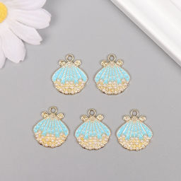 Цена за 5 шт. Декор для творчества металл, стразы «Ракушка», золото, 2.1×1.8×0.3 см