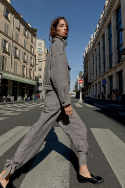 HOUNDSTOOTH TROUSERS WITH TIE HEM - Zara фото 3