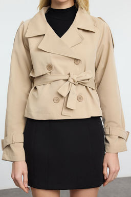 Trendyolmilla Siyah Su Itici Regular K?sa Trenckot TWOAW25TR00056 фото 8