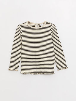 Bisiklet Yaka Uzun Kollu ?izgili K?z Bebek Ti??rt