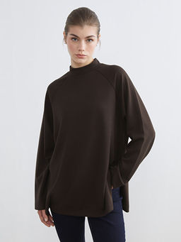 Dik Yaka Oversize Kad?n Sweatshirt Tunik