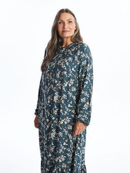 Bisiklet Yaka ?i?ekli Uzun Kollu Elbise