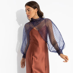 Болеро со съемным декором, Деловой взгляд (синее, с брошкой) - Charutti фото 6