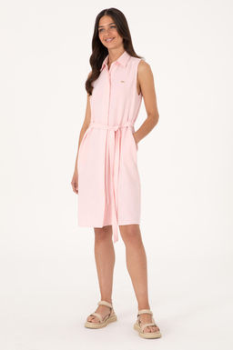 Kad_n A__k Pembe Kemerli Mini Boy Dokuma Elbise Sepette S_rpriz _ndirim - U.s. polo assn фото 3