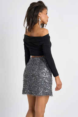 Юбка с пайетками графит