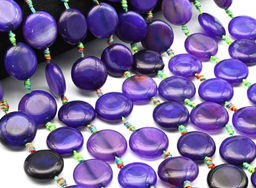 Бусины из агата тонированного круг 23мм цв.фиолетовый, 42см, 14 бусин Радуга камня